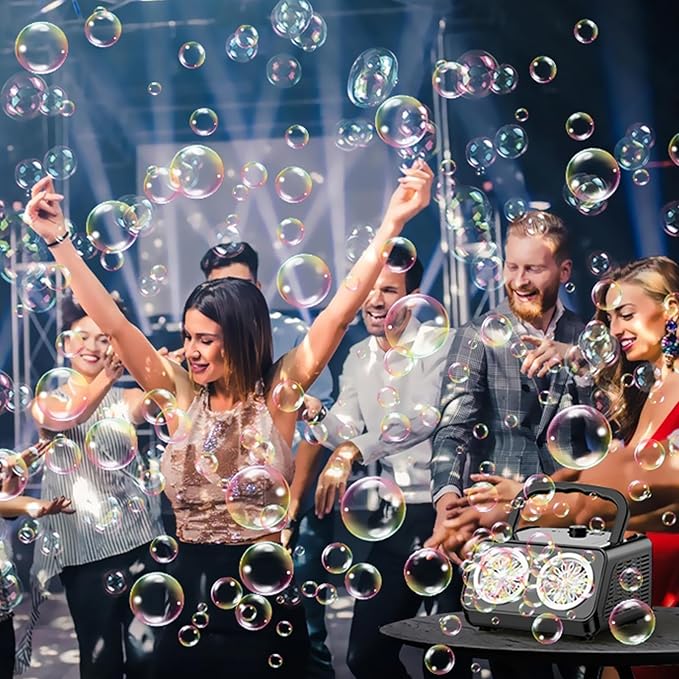 Bubble Machine Portable Bubble Maker for Kids with 2 Fans,Plug in or Battery Operated Bubble Blower,20000+ Bubbles Per Minute for Outdoor Wedding Birthday Halloween