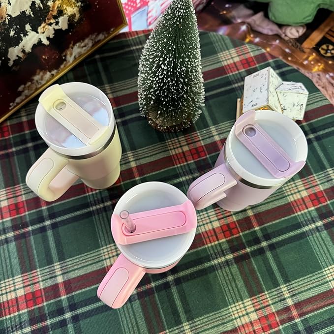 14 oz Tumbler with Handle and Straw, 14oz Tumbler with Lid and Straw for Kids Stainless Steel Tumblers, Car Mug Outdoor Sports Travel Gift, Keeps Drinks Cold up to 24 Hrs(Black)