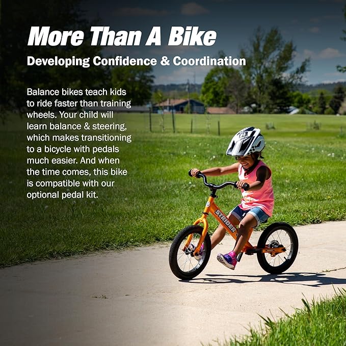 Strider 14x, Balance Bike for Kids 3 to 6 Years - Includes Custom Grips, Padded Seat, Performance Footrest & All-Purpose Tires - Easy Assembly & Adjustments