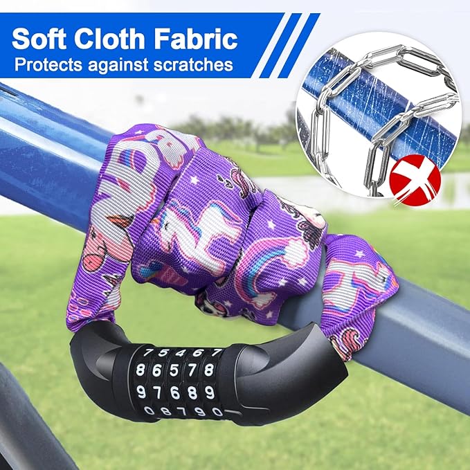 NDakter Bike Chain Lock, 5 Digit Combination Heavy Duty Anti Theft Bicycle Chain Lock,2.62/3.2/4.27/5/6Ft Long Security Resettable Bike Locks for Bike, Bicycle, Scooter, Door, Gate, Fence-4/6mm Thick