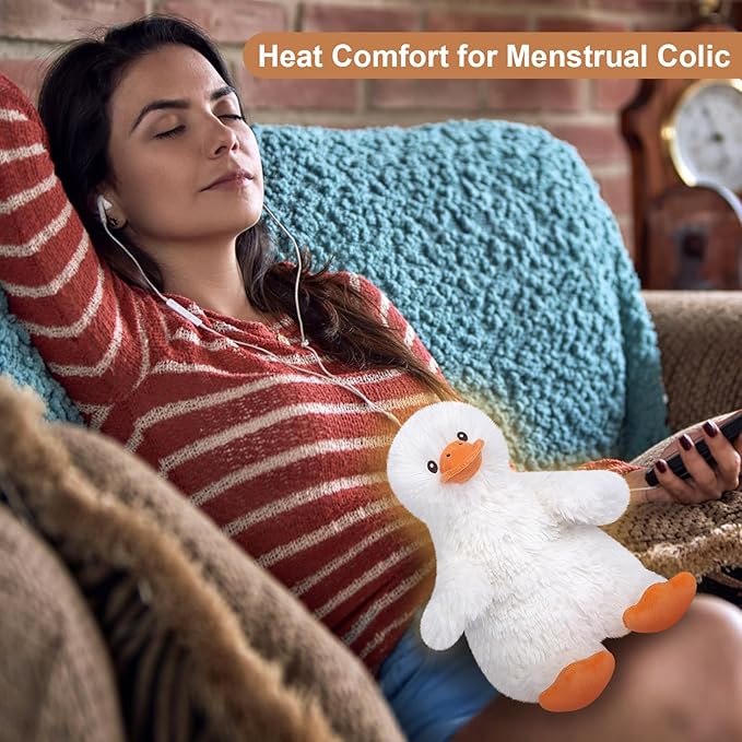 Coolable & Heatable Duck Stuffed Animals, Microwavable Stuffed Animal for Heat Therapy & Stress Relief, Cuddly Warm Duck Plush Toy Heating Pad, Cute Duckling Gifts for Women & Kids