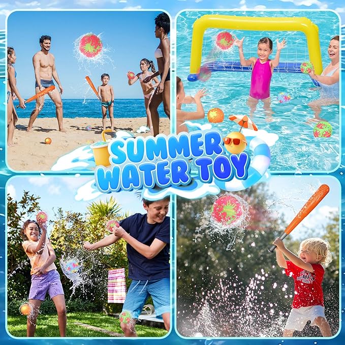 Baseball Toys for Kids 3-5: Baseball Set with 2 Bats and 8 Oversized 7CM Water Absorbing Balls Toddler Baseballs for Boys 3-5 Summer Outdoor Play Toy for Boys & Girls Baseballs Kids Gifts