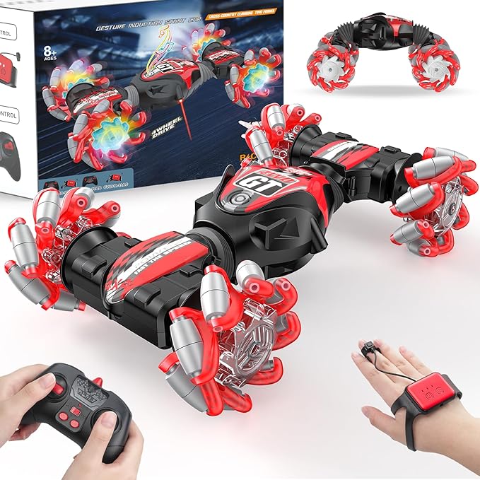 1:12 Gesture Sensing RC Stunt Car, 2-in-1 Hand Controlled Remote Control Twist Cars with Light & Music, 4WD 360° Rotate Transform Drift, Gifts for 6-8-12 Kids Age 6 7 8 9 10 11 12 Yrs Old‌