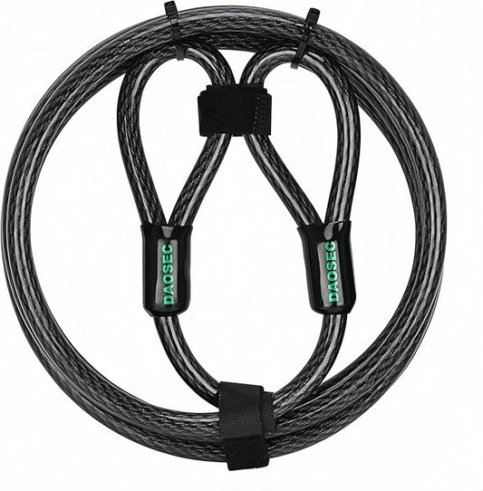 10 ft x 1/2" Heavy Duty Cut-Proof Security Cable | Flexible Vinyl-Coated Braided Steel with Looped Ends | Weatherproof Anti-Theft Locking Cable for Bikes, Gates, Kayaking & Outdoor Equipment
