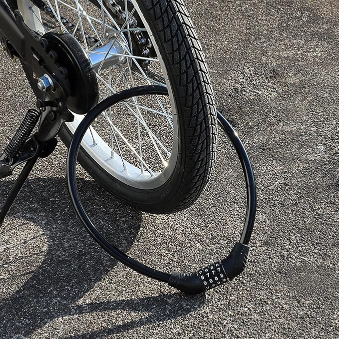 2 PACK Bike Locks Cable,Anti Theft Bicycle Lock Chain,4 Digit Security Resettable Bike Combination Lock Self Coiling Combination Cable Combo Bike Locks Without Mounting Bracket,2 Feetx1/2 Inch (Black)