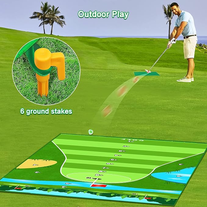 Dollox Golf Chipping Game Set with Hitting Mat – Indoor & Outdoor Practice Kit for Adults & Kids, Family Golf Game with 20 Sticky Balls (No Club)