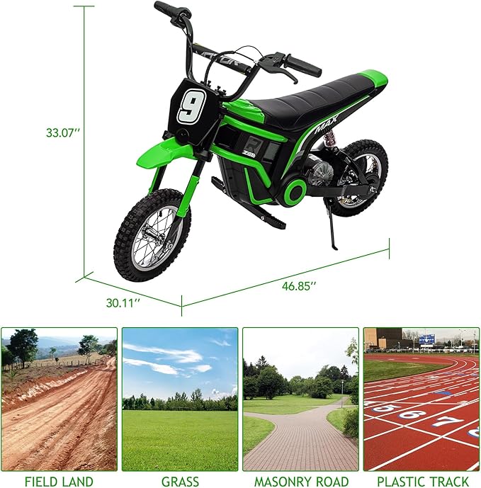 Electric Dirt Bike for Kids, 24v 350w Kids Electric Motorcycle, 3-Speed Modes & Up to 14.29 MPH, Metal Suspension Safe and Shock Proof, Children Off-Road Ride-on Dirt Motorcycle