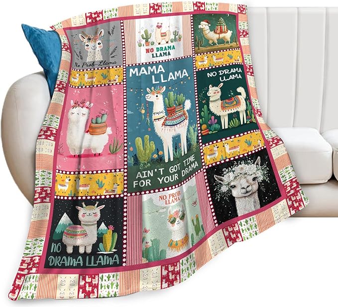 Llama Blanket, Alpaca Throw Blanket,Llama Tropical Gifts Blankets Stuff Fleece Flannel Plush for Girls Women Men Boys Lovers Adults Soft Bedding Gift for Sofa Bed Office Home Decor 60"x50"