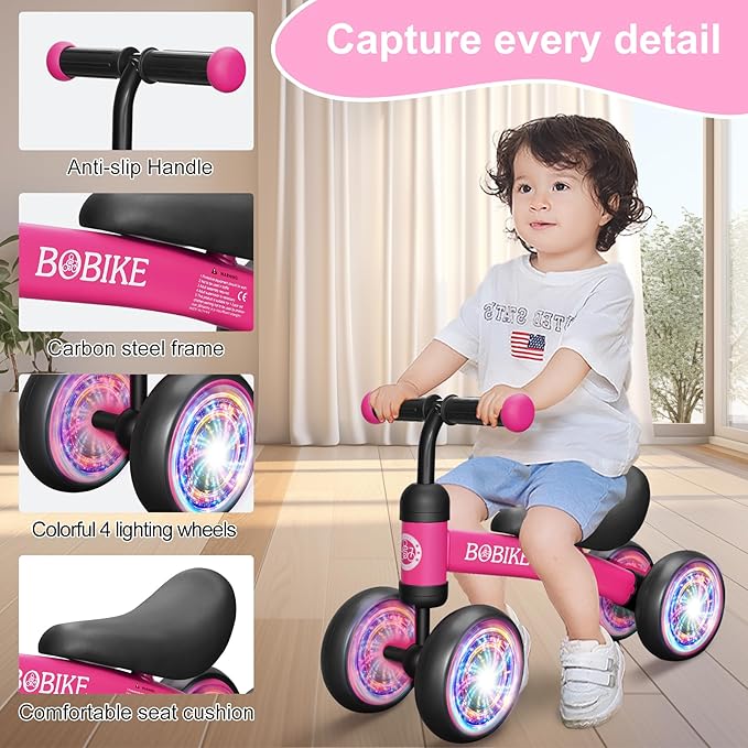Baby Balance Bike Toys for 12-36 Months Kids Toy Boy and Girls Gifts Toddler Best First Birthday Gift Children Walker No Pedal Infant 4 Wheels Bicycle