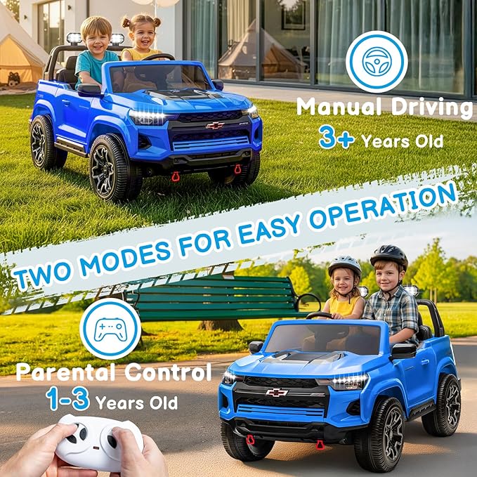 Winado 24V Licensed Colorado Electric Car for Kids, Ride on Toys for Toddlers with Remote Control, 2 Seater Electric Car Ride On Vehicle w/Bluetooth, Soft Start, LED Lights - Blue