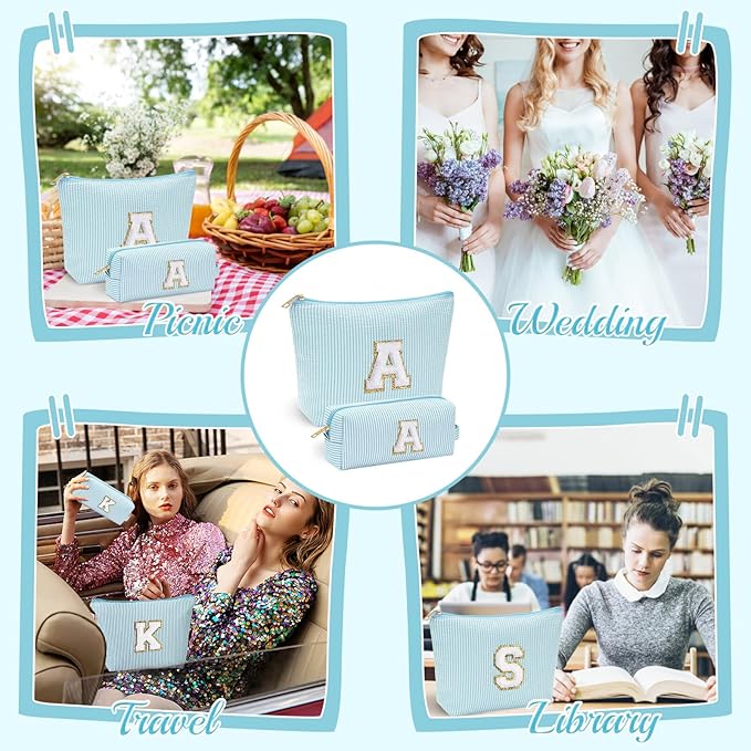 YOOLIFE Birthday Gifts for Women Her - Personalized Cute Initial Cosmetic Makeup Pouch Make Up Travel Bag for Mothers Day Gifts Teacher Sister Friend Girlfriend Mothers Day Gifts for Mom D