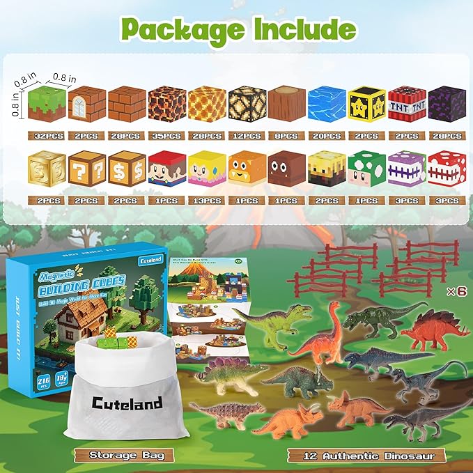 Magnetic Blocks 216Pcs Game Style, Magnetic Building Blocks Sensory Building Toys for 3-5 4-6 5-7 6-8 Year Old Boys Girls, Christmas Birthday Gifts for Boys & Girls Ages 3+