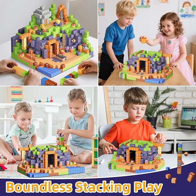 Magnetic Blocks, 150 PCS Magnetic Building Blocks Sensory Toys for 3-5 4-6 5-7 6-8 Year Old Boys Girls Easter Birthday Gifts Travel Outdoor Kids Games