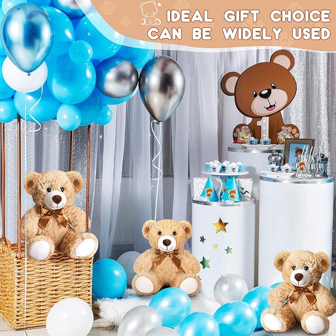 Zhanmai 18 Pcs 14 Inch Bears Stuffed Animal Bulk Gift Plush Bear Toys for Birthday Wedding Baby Shower Party Favor(Light Brown)