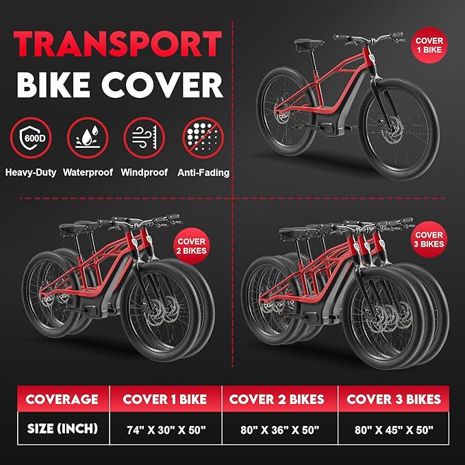Bike Cover for Transport 3 Bike - 600D Travel Bike Covers for Bikes on Rear Bike Rack Heavy Duty & Waterproof, Outdoor Full Bicycle Rack Cover for 3 Bikes on Car Hitch Storage (Clear)