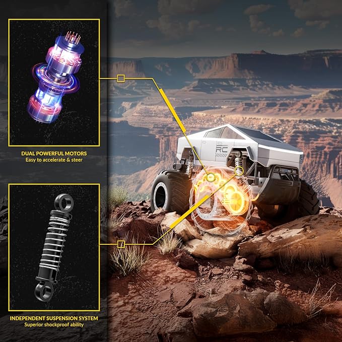 STEMTRON Amphibious Remote Control Car Toys for Boys 2.4 GHz 1:16 All Terrain Off-Road RC Car Waterproof RC Truck Pool Toys Gifts for Kids