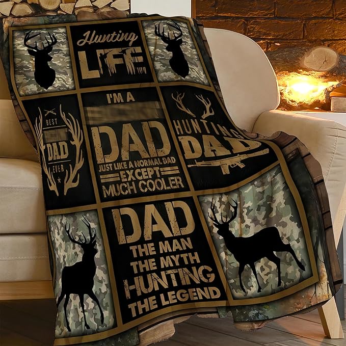 Deer Camo Blanket Deer Throw Blankets Gifts for Men Boys Dad Plush Cozy Flannel Fleece Ultra Soft Fuzzy Hunting Party Blanket for Bed Couch Sofa 80"X60"