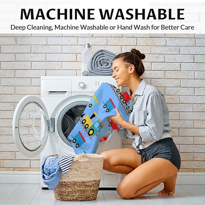 Train Gifts for Kids - Soft Fluffy Train Blanket - 30"x40" Inches Lap Throw Blankets - Light Blue Cartoon Throws for Kids