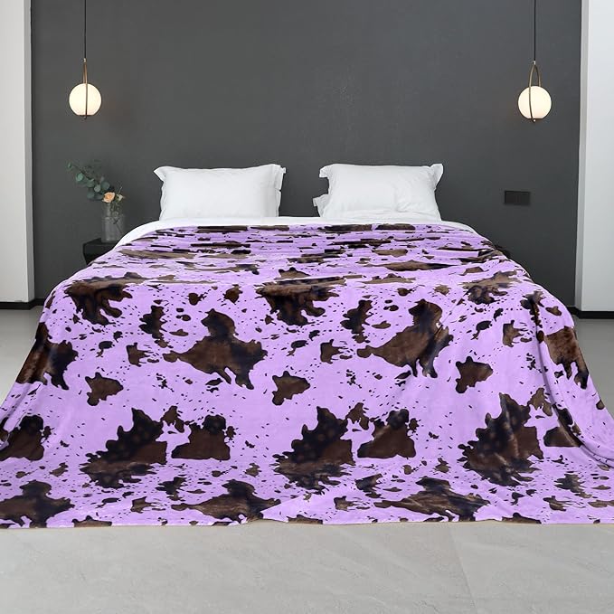 Purple Fleece King Size Lightweight Fuzzy Soft Bed Blanket 90x108inch Lavender Women Decorative Blanket for All Seasons