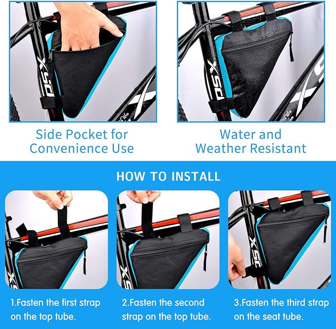 Bike Triangle Frame Bag - Bicycle Cycling Storage Triangle Top Tube Front Pouch Saddle Bag for Road and Mountain Bikes