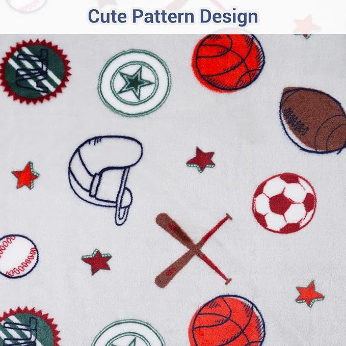 Viviland Kids Football Print Blanket, Warm Lightweight Plush Throw for Boys, 30" x 40"