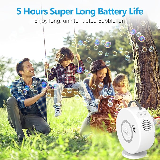 Bubble Machine for Kids Toddlers,Automatic Bubble Blower Rechargeable, 90° 360° Auto Rotatable Portable Bubble Maker Electric Bubbles Toy for 3 4 5 6 7 8 Year Old, Outdoor Wedding Party Gifts
