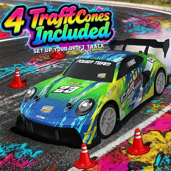 2 Pack RC Cars for Kids and Boys, Girls 4-7-8-12 Gifts, Remote Control Car, LED Lights, Head Lights, 4WD Racing Cars,2.4GHz Dual Player, Colorful Graffiti Designs