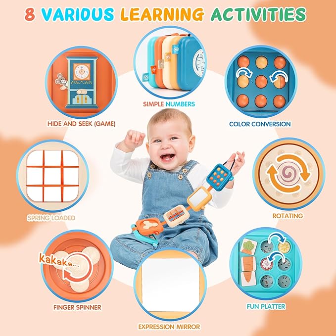 Busy Board for 1 Year Old, Travel Toys for Toddler 1-3, Montessori Busy Board Busy Cube, Toys Gifts for 1 Year Old Boy Girl