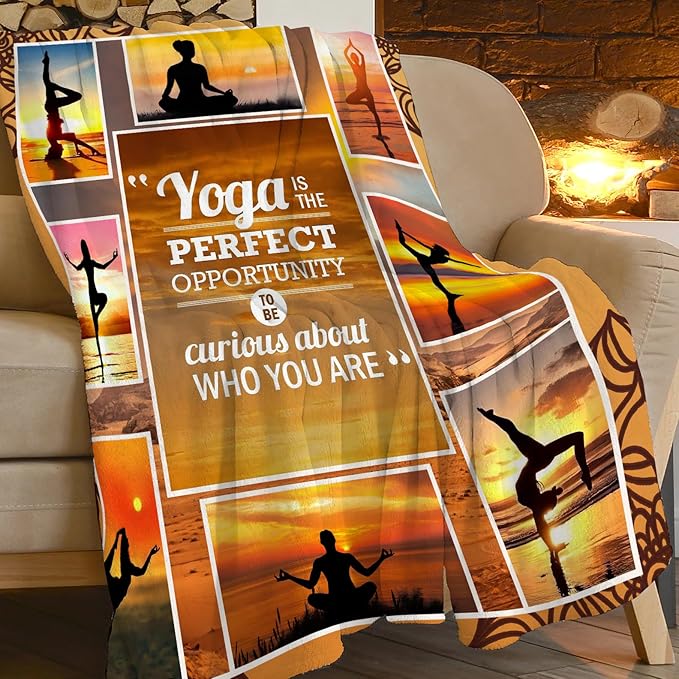 Yoga Sport Blanket - Ultra Soft Cozy Fleece Yoga Meditation Throw Blanket - Fuzzy Plush Bedding Blankets for Kids, Teens, Adults, Girls, Boys, Women, Men - 80"x60"