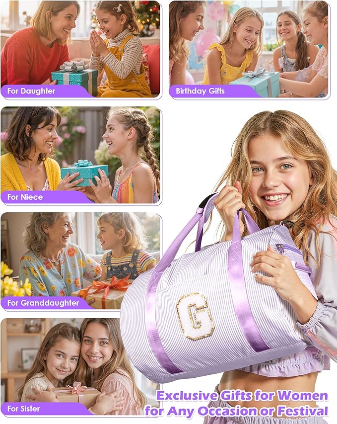 11 Year Old Girl Birthday Gifts, Girls Travel Duffle Bag, Kids Initial Overnight Duffel Bags with Shoe Compartment, Personalized Dance Bag with Cosmetic Pouch, Stocking Stuffers (Letter Y)