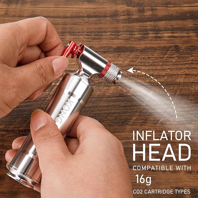 CO2 Inflator Kits with 6 X 16g / 25g CO2 Threaded Cartridges for Bike Tires, Presta and Schrader Valve Compatible, CO2 Bike Tire Pump for Mountain and Road Bicycles