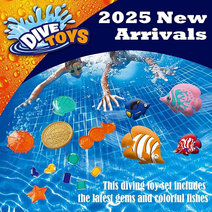 LITTLE FROGGY Kid’s Diving Set with 30 Pcs Diving Toy Kit Perfect for Pool, Beach, Water Parks, for Swimming Training & Water Games for Girls Aged 3-12 (Mermaid)