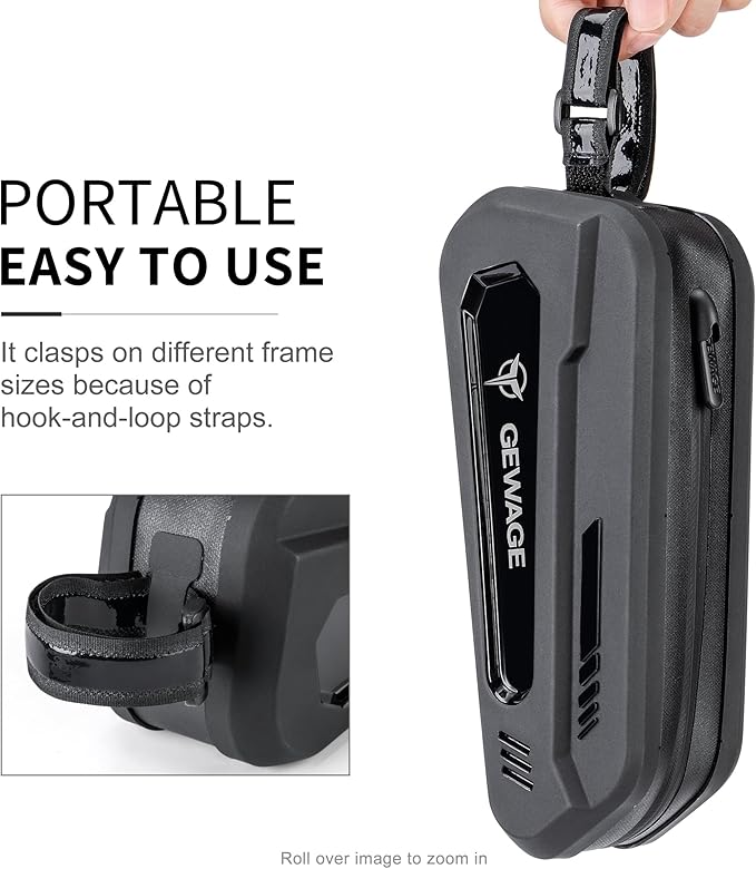 GEWAGE Bike Bag Bicycle Front Frame Bag Bike Phone Holder Bike Phone Bag Top Tube Bag Handlebar Bags Bike Accessories for Mountain Road Bike, Black