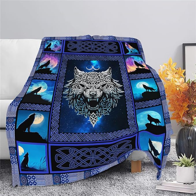 Wolf Throw Blanket Wolf Stuff Gifts for Kids Girls Boys Adults Women Men Soft Cozy Warm Plush Fluffy Fuzzy Fleece Blanket Decor 50''X60''
