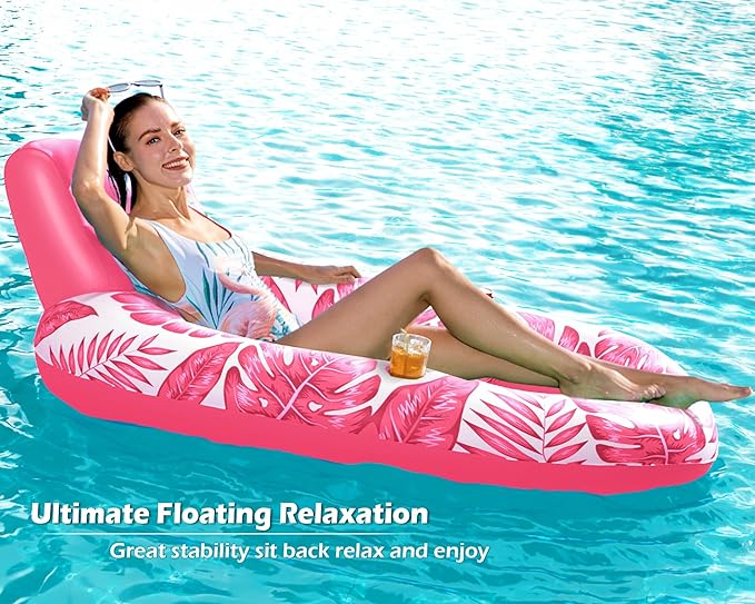 Jasonwell Inflatable Pool Float Adult - Pool Floaties Lounger Floats Raft Floating Chair Water Floaties for Swimming Pool Lake Lounge Float with Cup Holders Beach Pool Party Toys for Adults