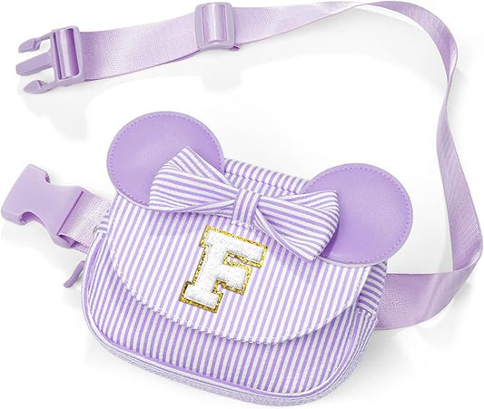 Birthday Gifts for 4 5 6 7 8 9 10 11 Year Old Girls Easter Gift for Girls Kids Daughter Personalized Initial Fanny Pack Belt Bag | Toddler Purse Gifts for Girl Purple F