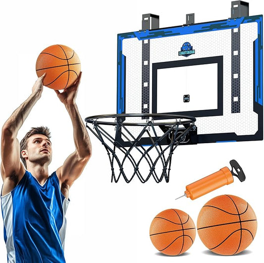 24" x 16" Indoor Large Basketball Hoop Toy - Upgraded Adjustable Height Basketball Hoop Over The Door with Complete Accessories, Basketball Toys Christmas Birthday Gifts for Kids & Adults