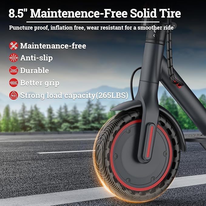 Electric Scooter for Adults - 350W/500W Motor, 8.5"/10" Solid Tire, Top Speed 19 MPH, Max 16-22 Miles Ranges, Load 265LBS, Aluminum Alloy Frame Foldable Commuting Escooter for Adults & Teens