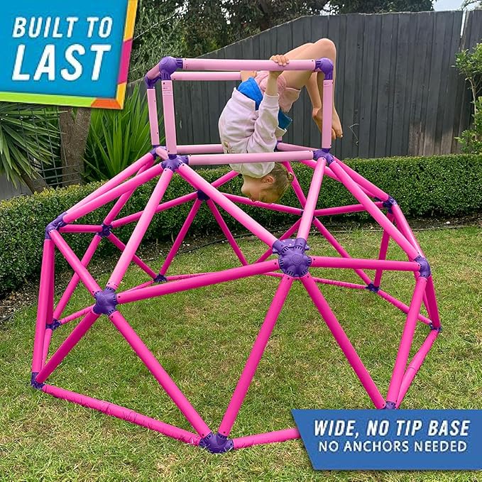 Eezy Peezy Monkey Bars Climbing Tower - Active Outdoor Fun for Kids Ages 3 to 8 Years Old, Pink