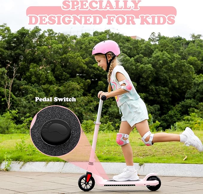 Caroma Electric Scooter for Kids Ages 6-14, 150W/180W Motor,10 MPH Max Speed & 7 Miles,Adjustable Height & Speed,Colorful Lights,LED Display,Foldable Kids Electric Scooter 132 Lbs Max Load