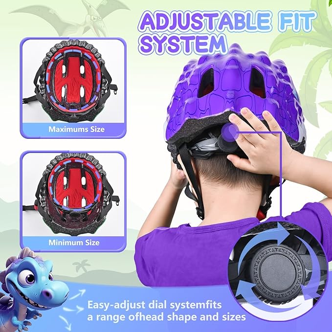 Toddler/Kids Bike Helmet Set for Boys Girls 3D Adjustable Kids Helmet Protective Gear Set Knee Elbow Wrist Pads and Multi-Sports Skateboard Scooter Cycling Roller Balance Bike