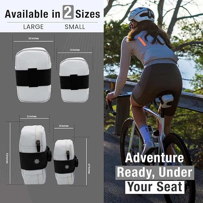 Lumiere & Co. Falcon Magnetic Saddle Bag– 0.69L | 6”x 3.5”x2 | Sleek Minimalist Design, Fast Magnetic Buckle Attachment | Cycling Bike Bag (White, Large)