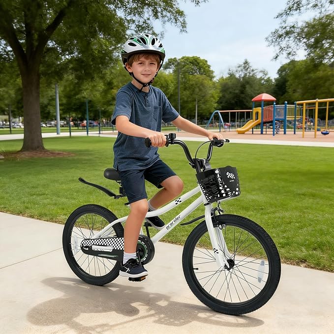 BABY JOY Kids Bike, 12 14 16 18 20 Inch Children Bikes for Boys Girls Teens 3-8 8+ Years w/Training Wheels or Kickstand, Handbrake, Coaster Brake & Removable Basket, Kids Bicycle of Multiple Colors