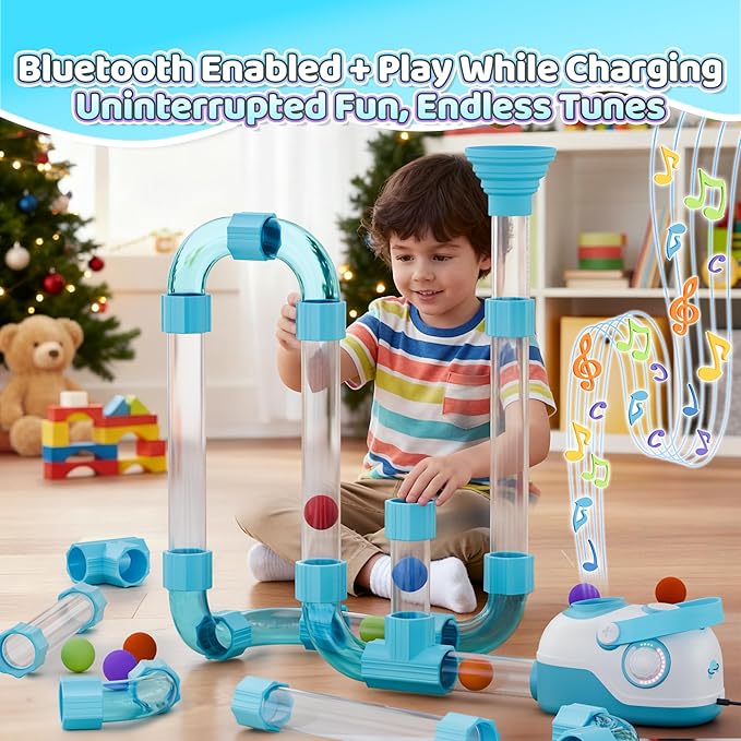 Air-Powered STEM Building Toys - Bluetooth Learning Toys with Wireless Music Play, Rechargeable & Play While Charging, STEM Toys for 3+ Year Old, Kids Toys Birthday for Kids