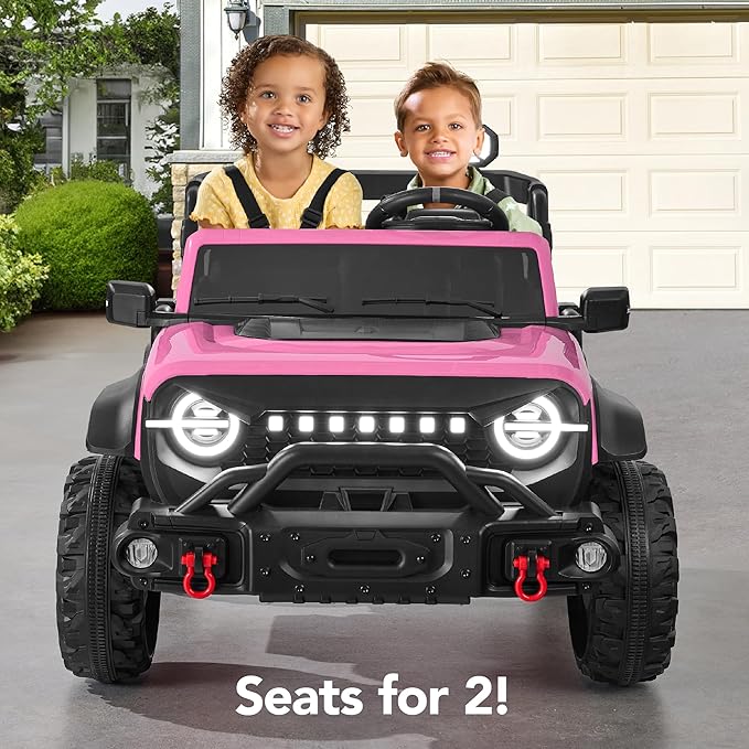 Best Choice Products Kids 24V 2-Seater Electric Ride On Car Truck w/ 132lb Weight Capacity, Parent Control, Bluetooth, LED Lights - Pink