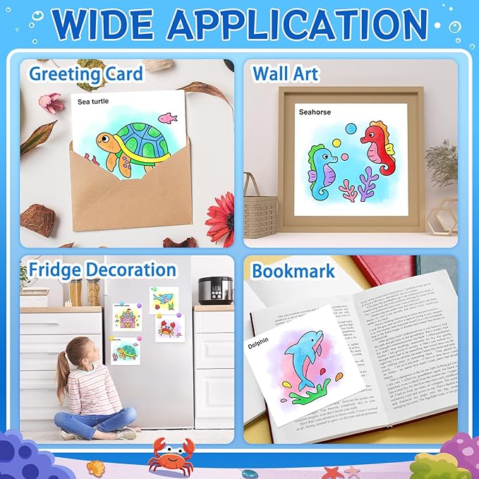 Paint with Water Coloring Books for Toddlers,Sea World Theme Mess Free Watercolor Painting Papers for Kids Water Color Paint Kit Art Craft Gift for Ages 1-3,4-8