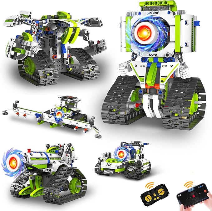 STEM Robot Building Kit Toys for Kids Ages 8-12,2025 New 5 In1 STEM Toys Robotics Set for Boys Girls,337 Pcs Blocks App & Remote Control Robot Building Set, Science Kit for Kids 8-12