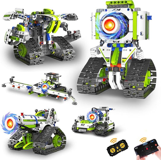 STEM Robot Building Kit Toys for Kids Ages 8-12,2025 New 5 In1 STEM Toys Robotics Set for Boys Girls,337 Pcs Blocks App & Remote Control Robot Building Set, Science Kit for Kids 8-12