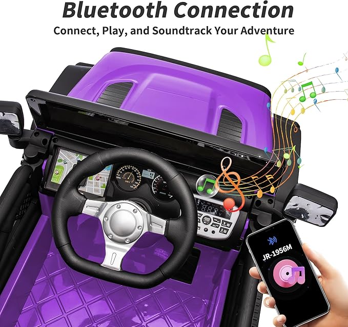 12V Ride on Electric Car, Kids Ride on Toy Truck for Toddlers 3-5 w/Remote Control, 3 Speeds - Purple