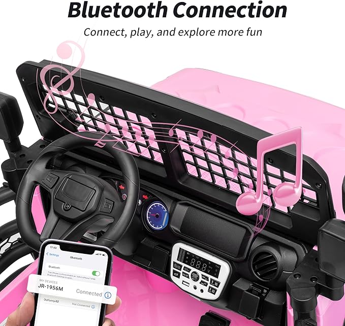 2 Seater Ride on Car Toy, 12V Electric Car for Kids 4-8 with Remote Control, Capacity 110 lb, LED Light - Light Pink